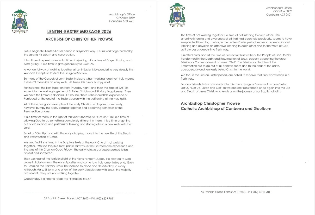 Lenten-Easter Message 2026 Archbishop Christopher Prowse
