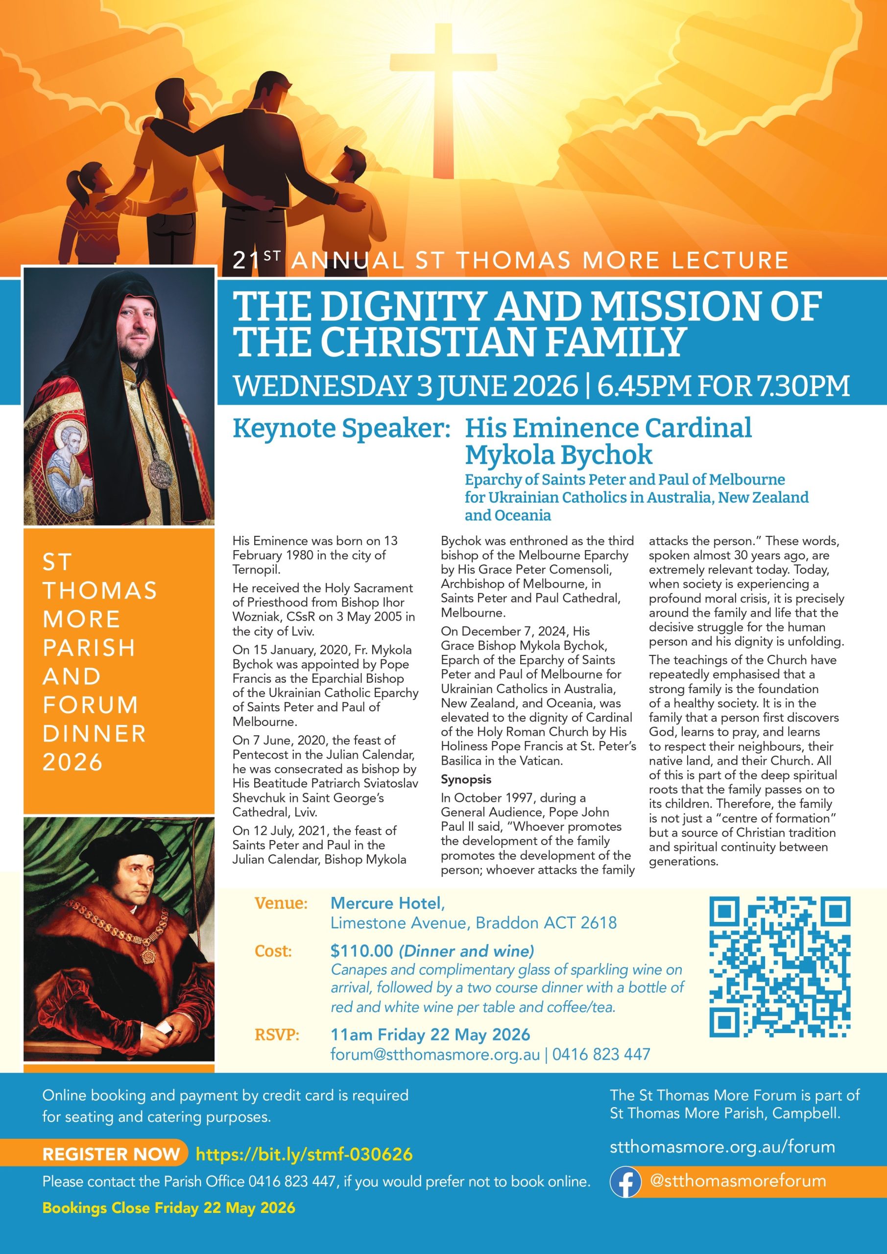 The Dignity and Mission of the Christian Family Wed, 3 June 2026 | 6.45pm for 7.30pm