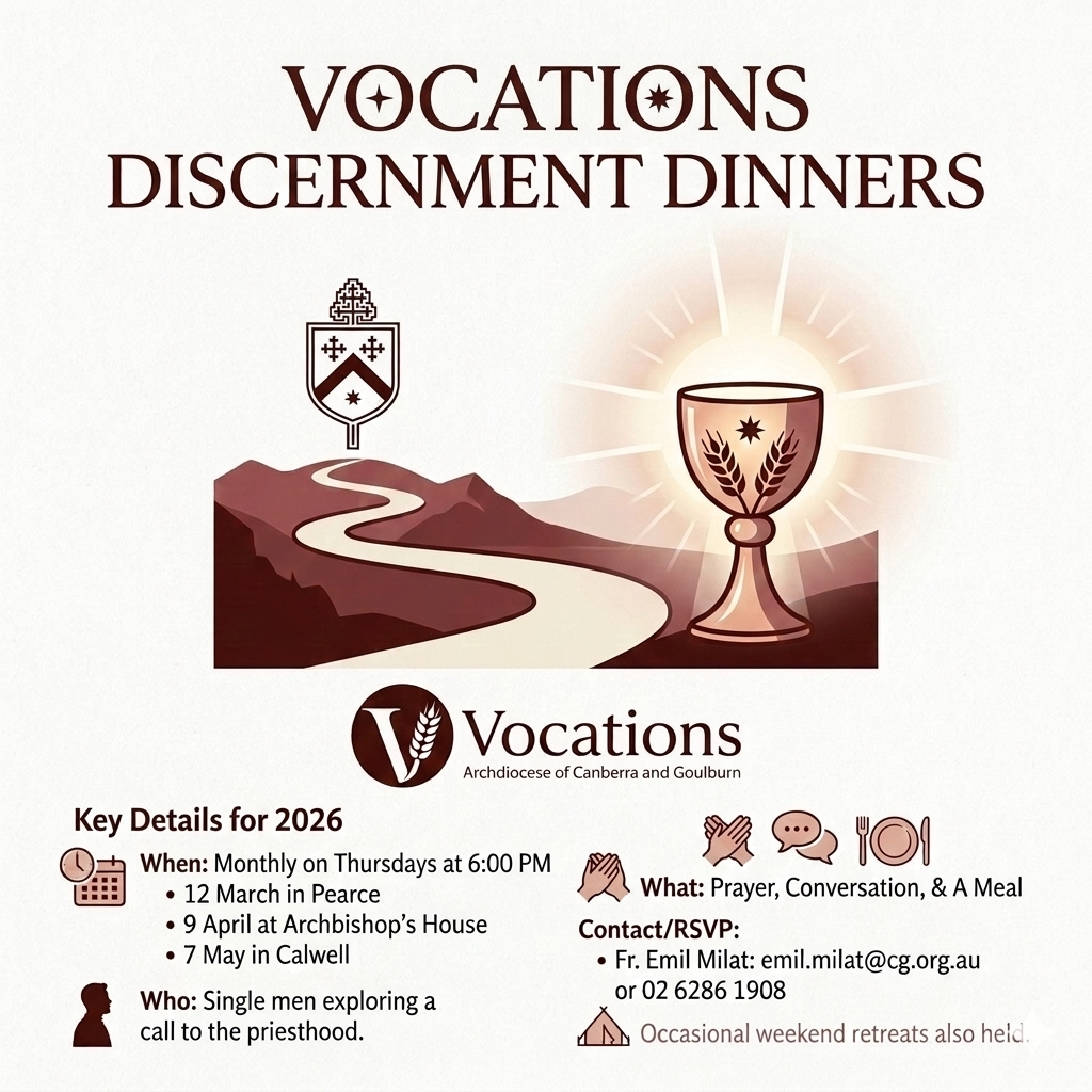 Vocations Discernment Dinner, 9 July, 6PM (Evatt)