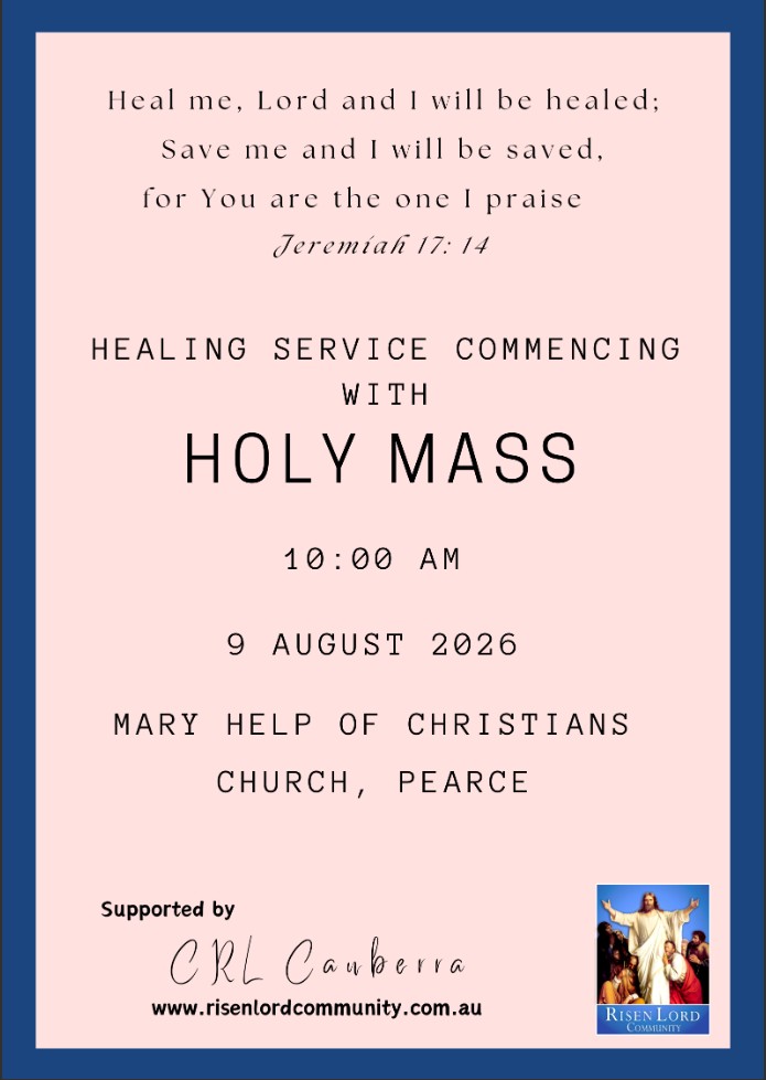 Healing Service Commencing with HOLY MASS, 9 August 2026