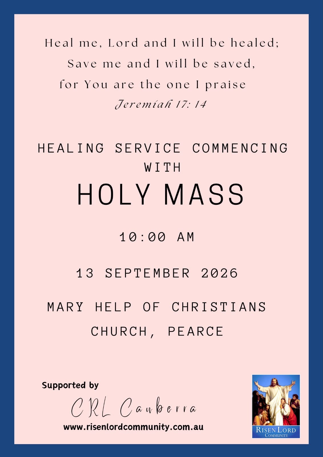 Healing Service after 10am Sunday mass | 13 Sep