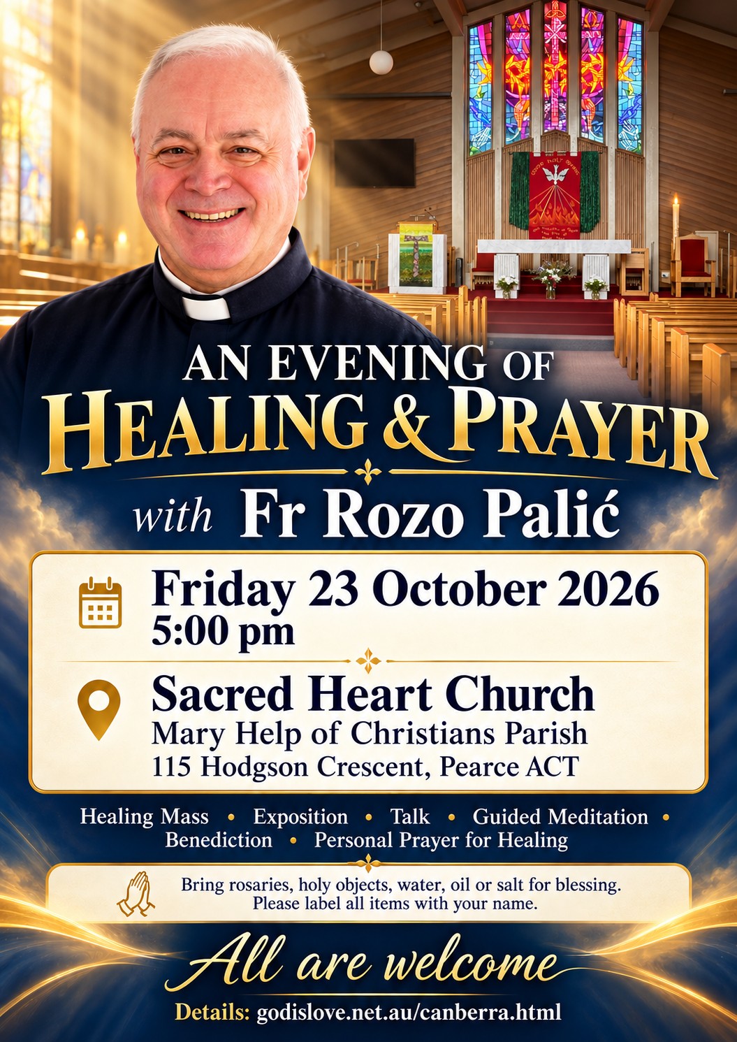 Healing Mass with Fr Rozo Palić – Friday 23 October from 5.00pm at MHOC.