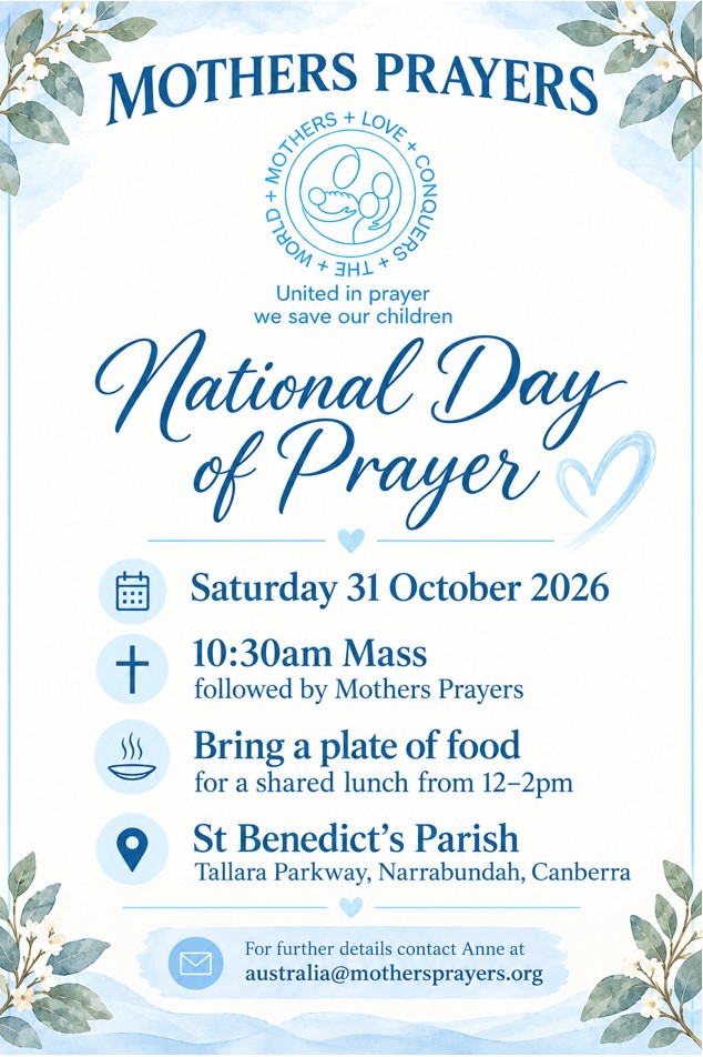 31 October | Mothers Prayers National Day of Prayer | 10:30 am